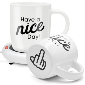 SoHo 12oz Ceramic Coffee Mug  "Have a Nice Day" with Warmer