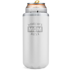 SoHo Slim Can Cooler "WORLDS BEST MOM" - White