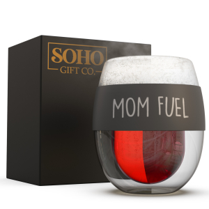 SoHo Stemless Wine Glass "MOM FUEL"